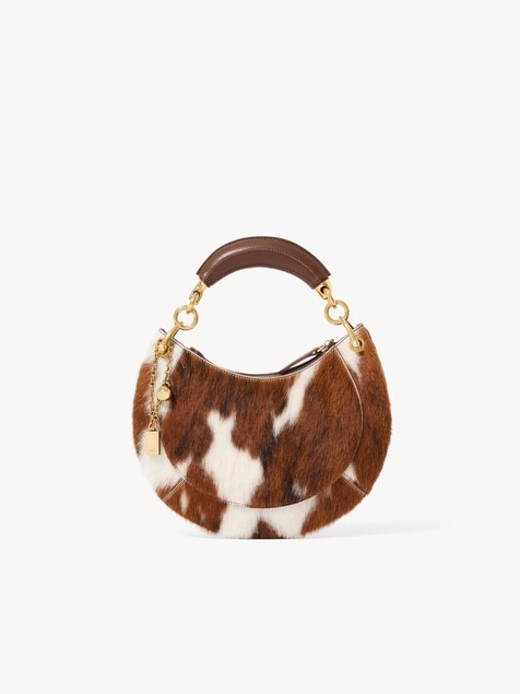 Bolso hobo Chlo&eacute; Banana peque&ntilde;o con cremallera de cuero con pelo