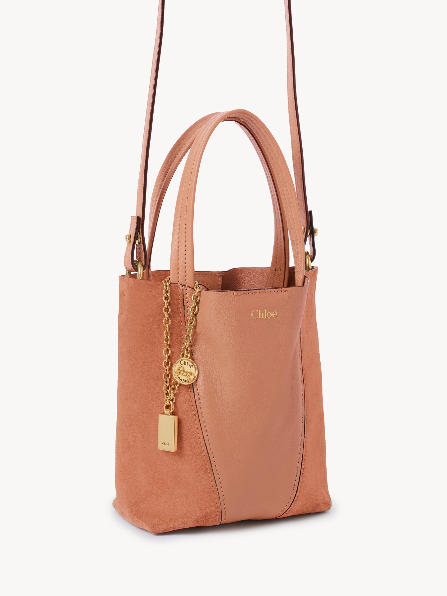 Small Chlo&eacute; Spin tote bag in grained & suede leather - 4.0