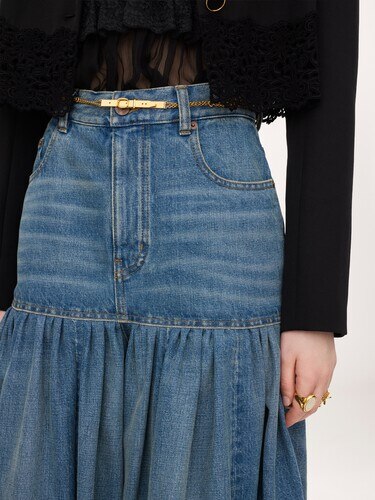 High-rise balloon jeans in denim - 8