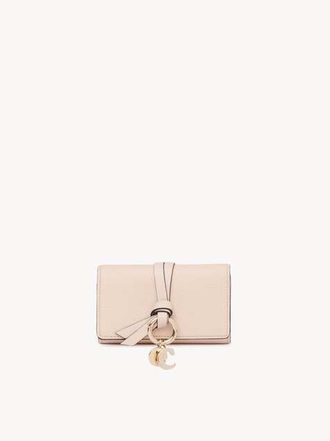 Alphabet key case in grained leather