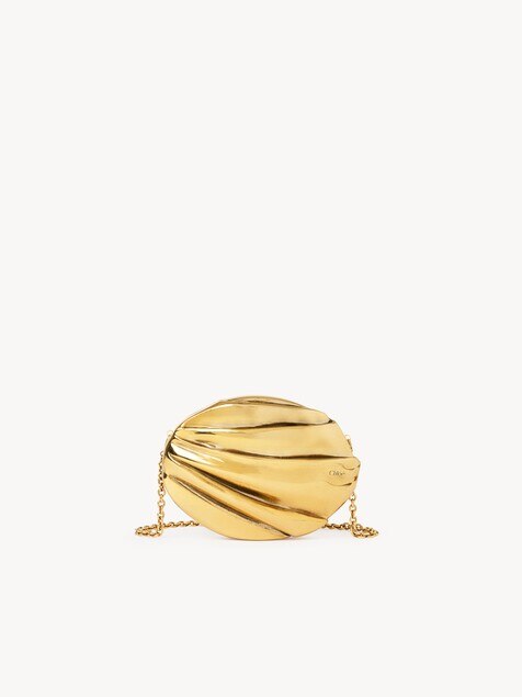 Minaudi&egrave;re cha&icirc;ne Chlo&eacute; Pliss&eacute; en cuivre et laiton