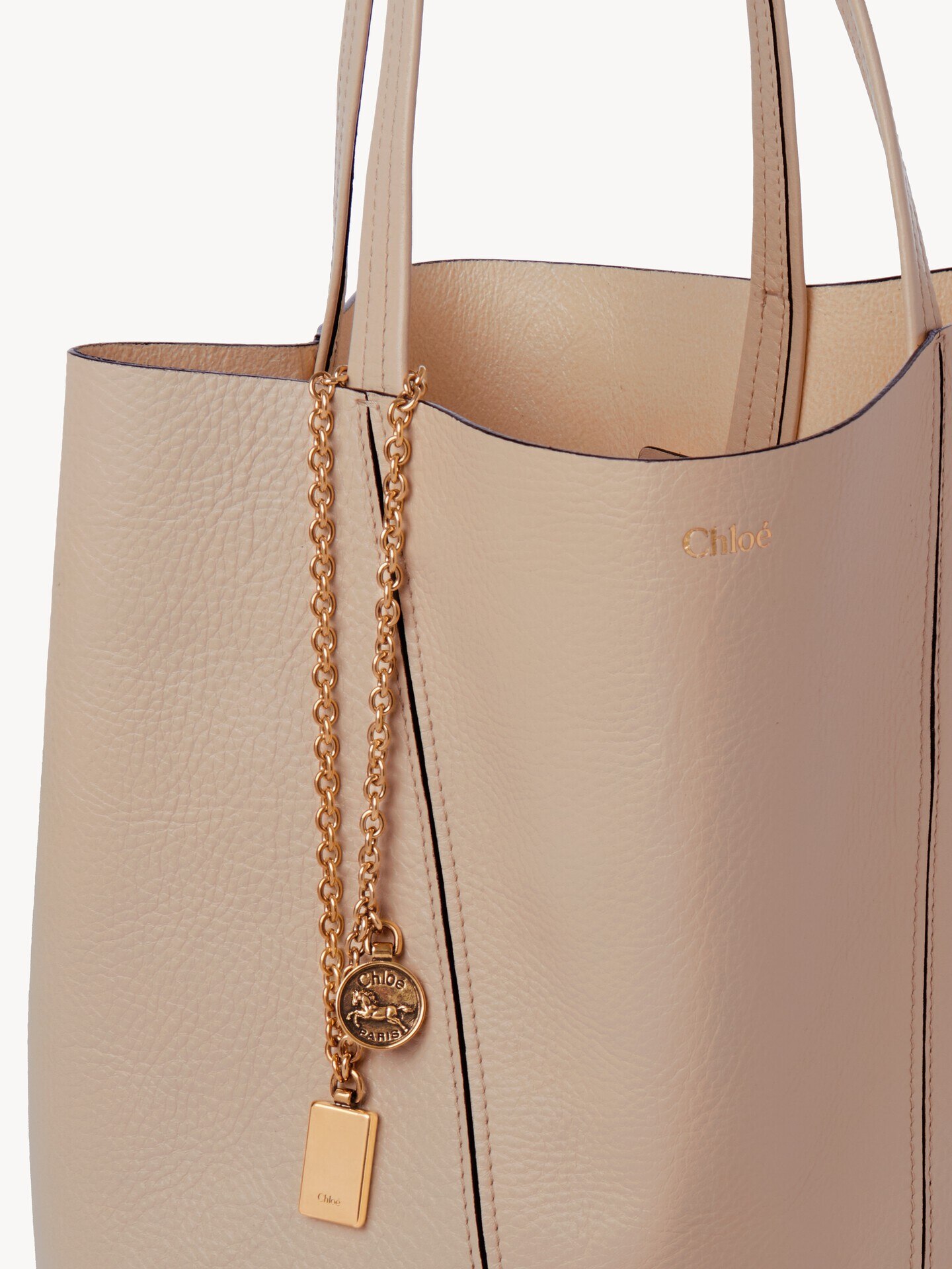 Chloé Spin tote bag in grained leather Brown - Chloé