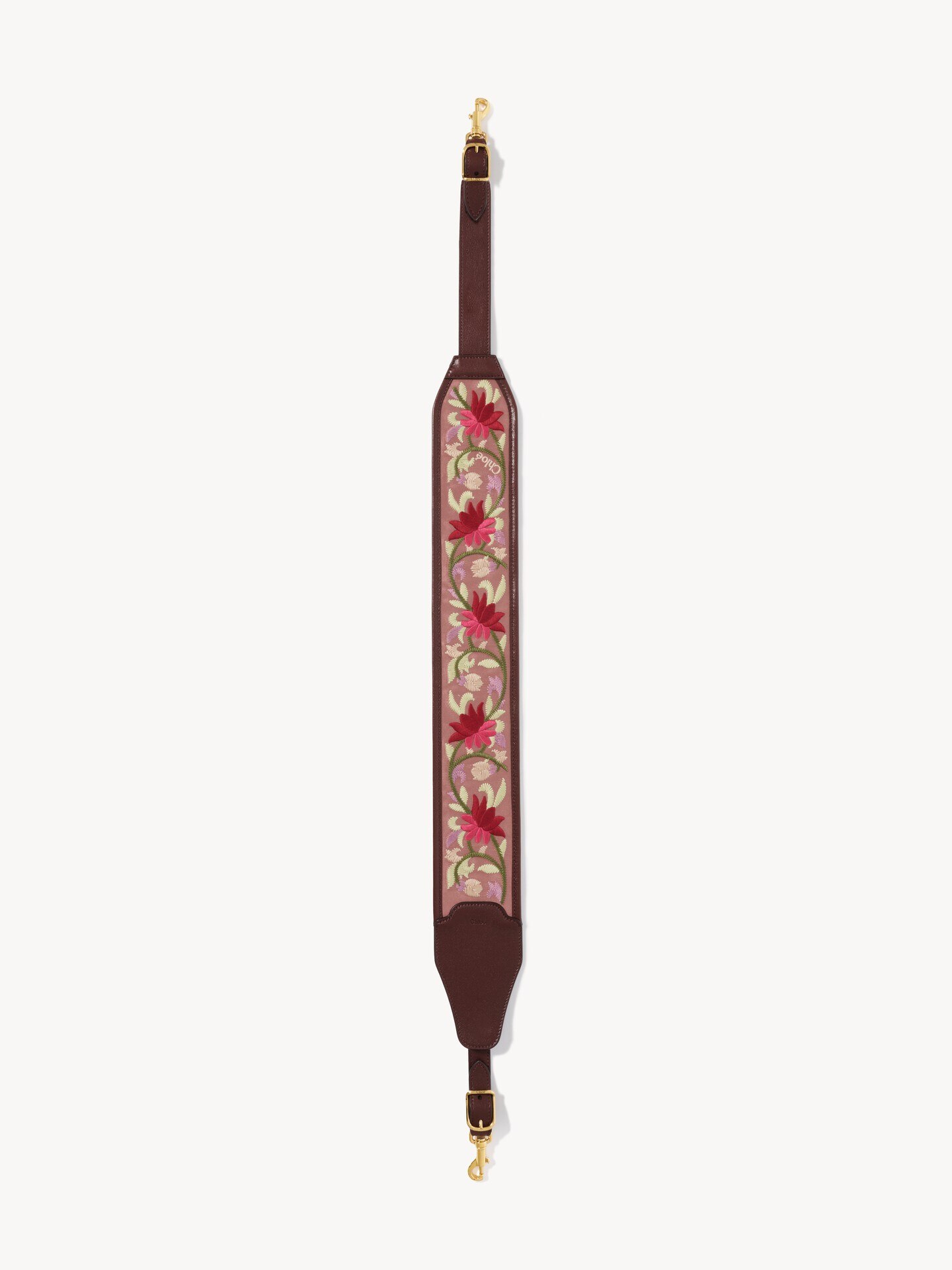 Grained leather strap with floral embroidery - 1.0
