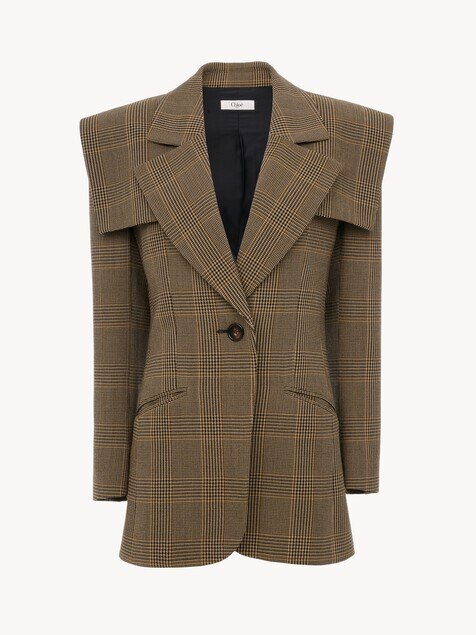 Single-breasted tailored jacket in Prince of Wales wool