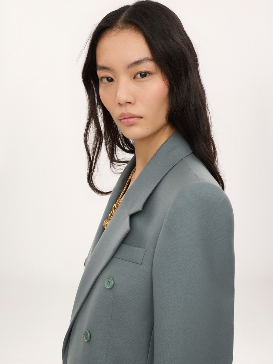 Double-breasted tailored jacket in wool gabardine - 6