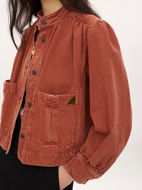 Veste fronc&eacute;e col montant en denim