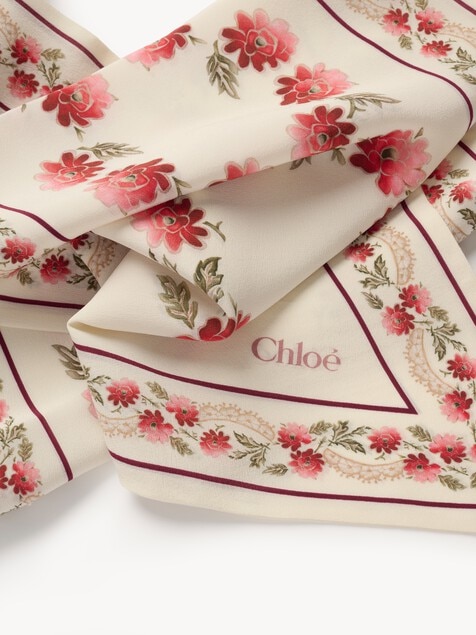 Pa&ntilde;uelo bandeau Chlo&eacute; Folk de crep&eacute; de seda