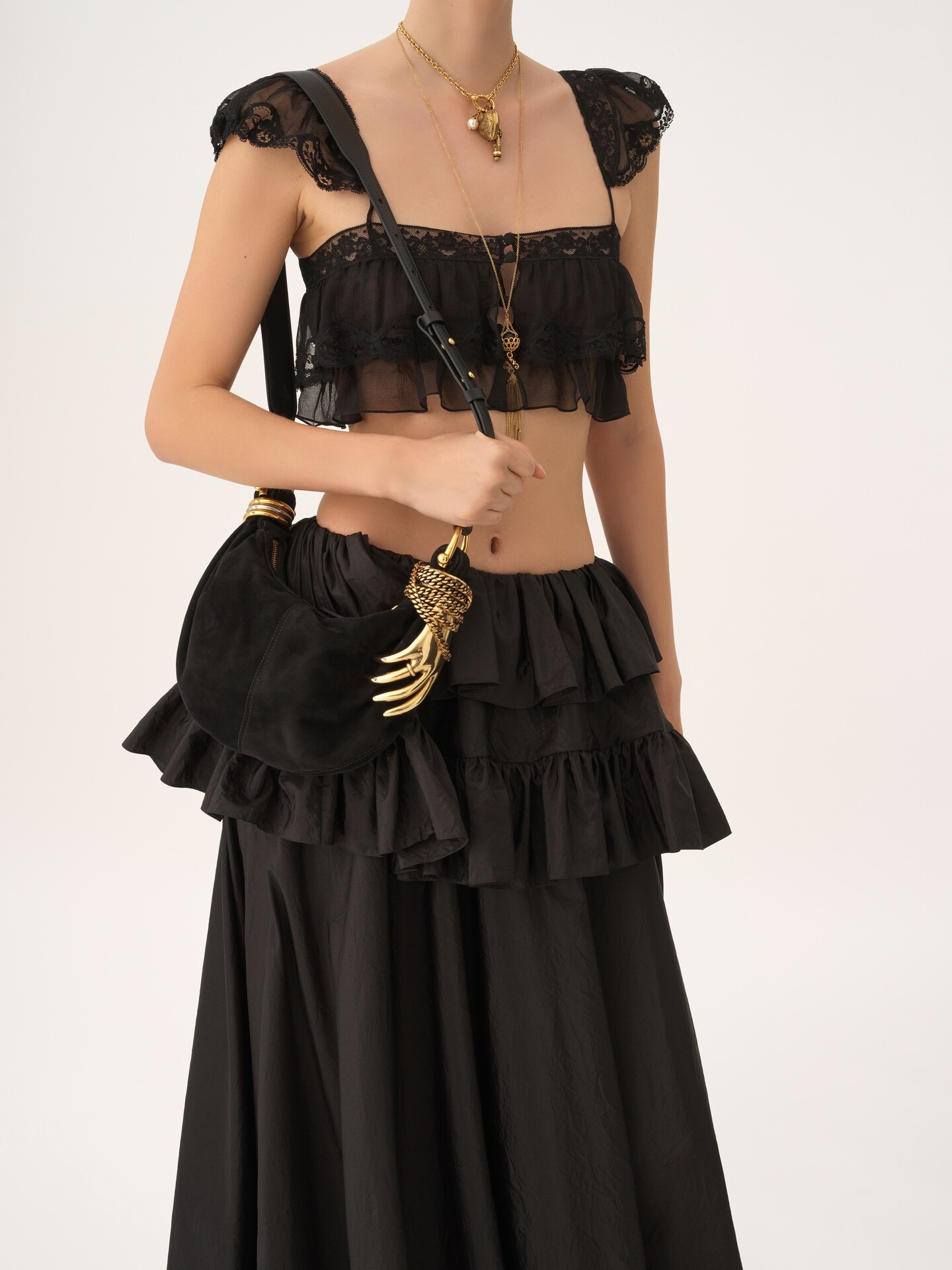 Mini sac hobo Bracelet bag en cuir velours - 3