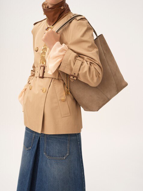 Sac cabas Chlo&eacute; Spin en cuir velours