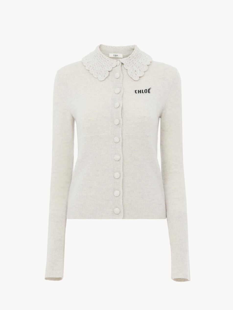 Fitted logo cardigan in a wool knit