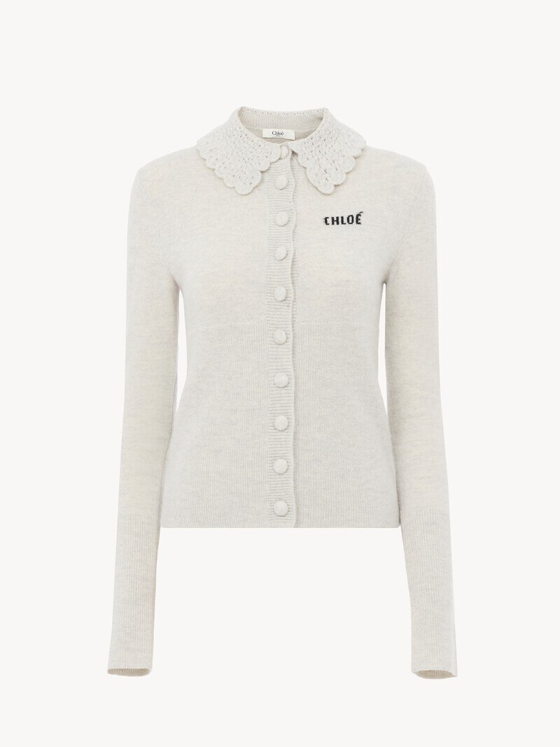 Fitted logo cardigan in a wool knit by Chloé