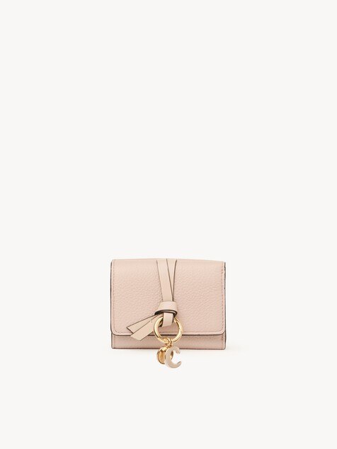 Mini Alphabet tri-fold in grained leather