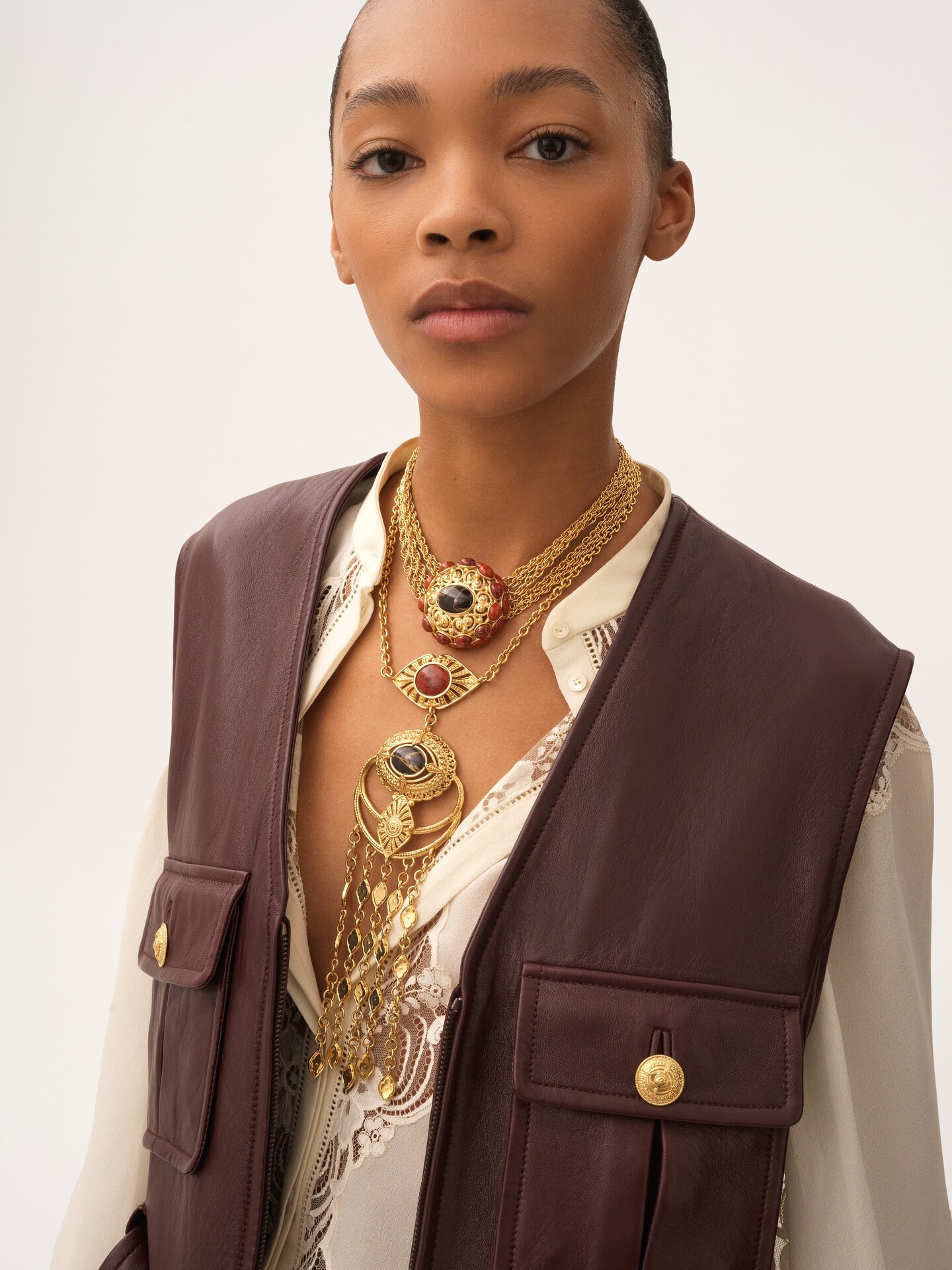 Veste sans manches utilitaire en cuir - 6