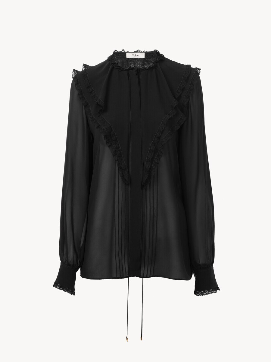 Ruffled blouse in silk georgette - 2
