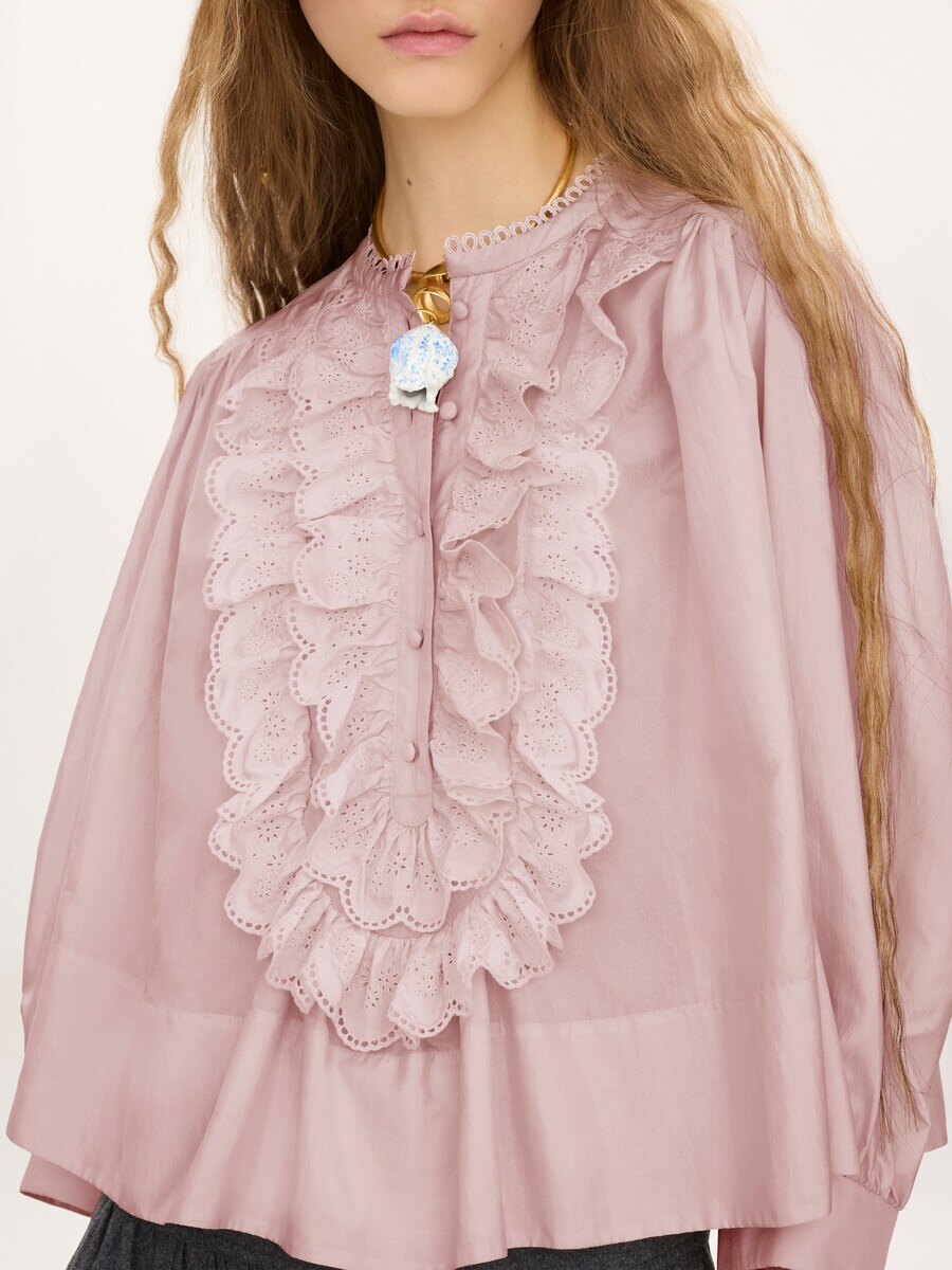 Gathered ruffled top in technical taffeta - 6