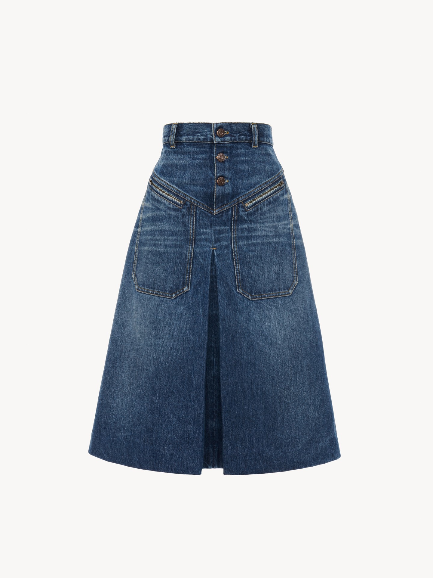 Knee-length skirt in denim - 2
