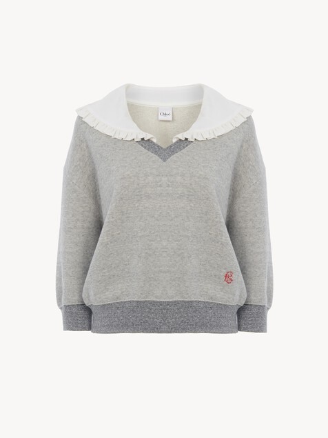 Pullover aus Chin&eacute;-Fleece mit Kragen
