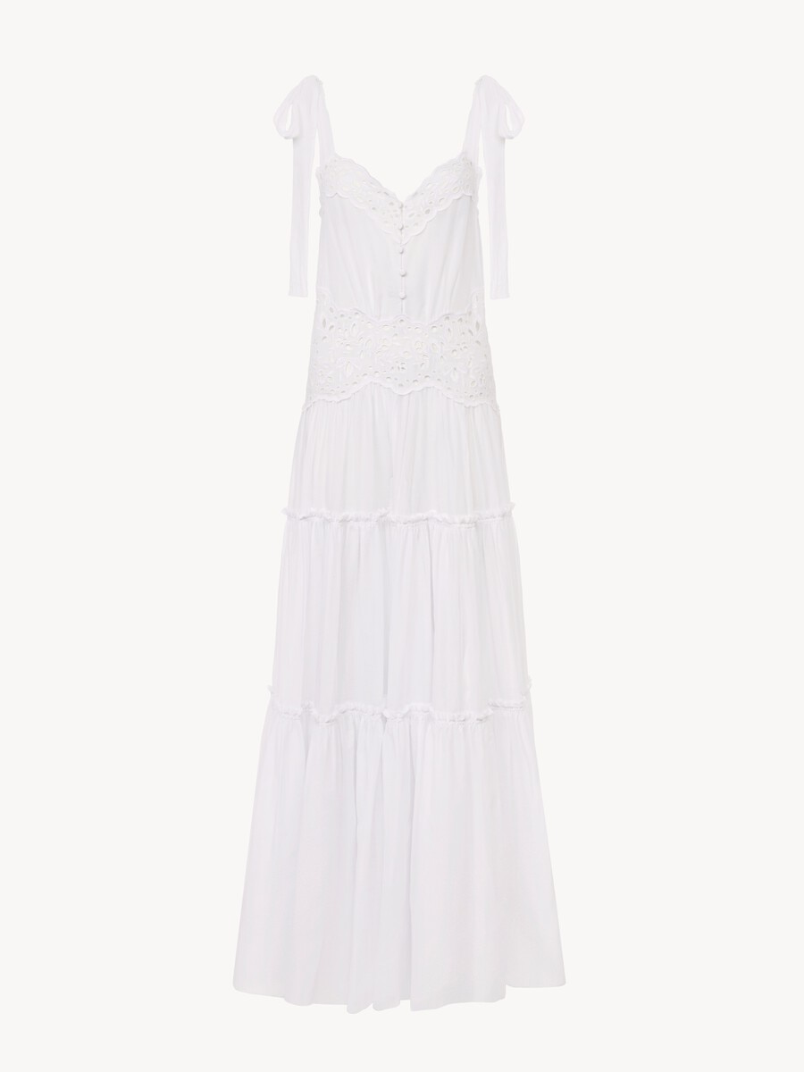 Tiered long dress in cotton voile - 2
