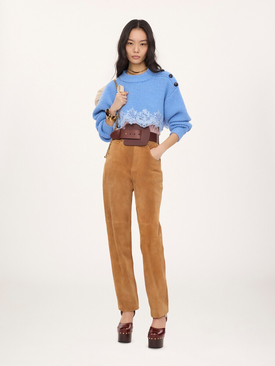 Straight trousers in suede leather - 3
