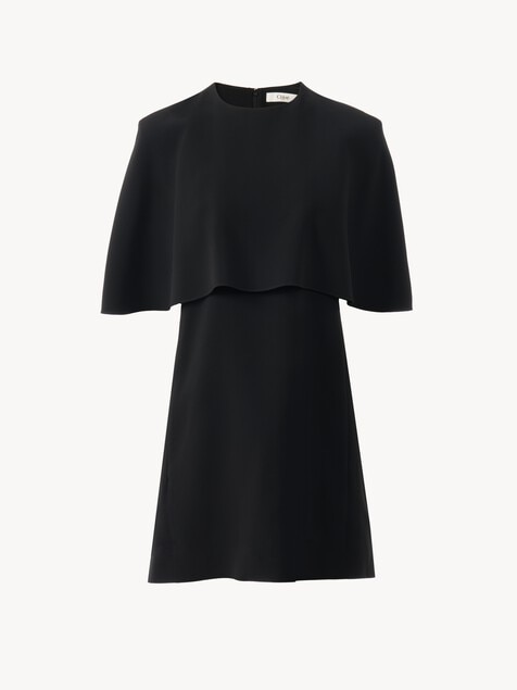 Short cape dress in viscose cr&ecirc;pe