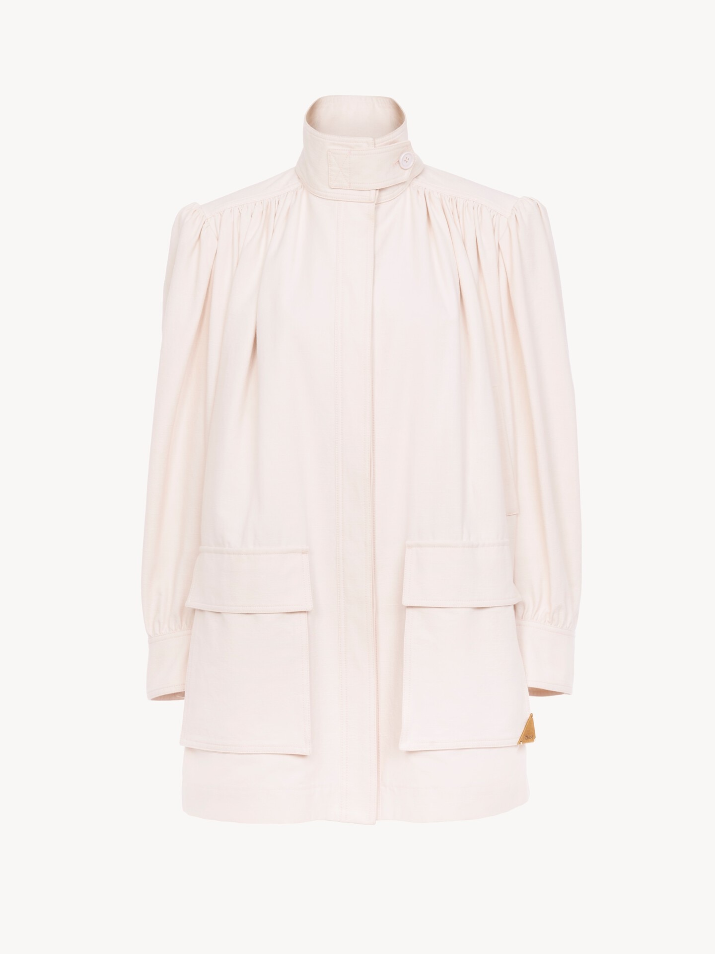 High-neck utilitarian jacket in cotton canvas - 1