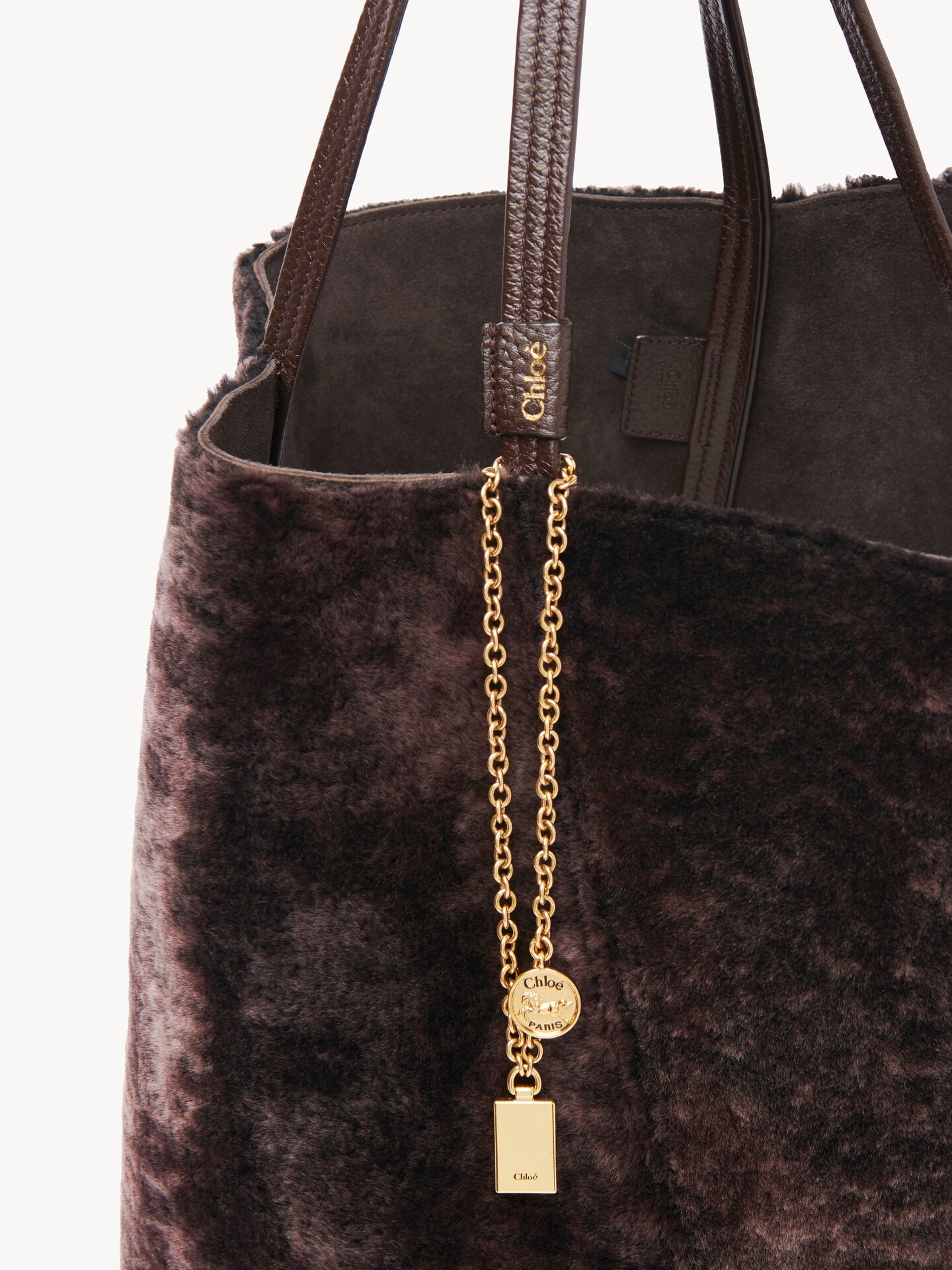 Tote bag grande Chlo&eacute; Spin in shearling - 5.0