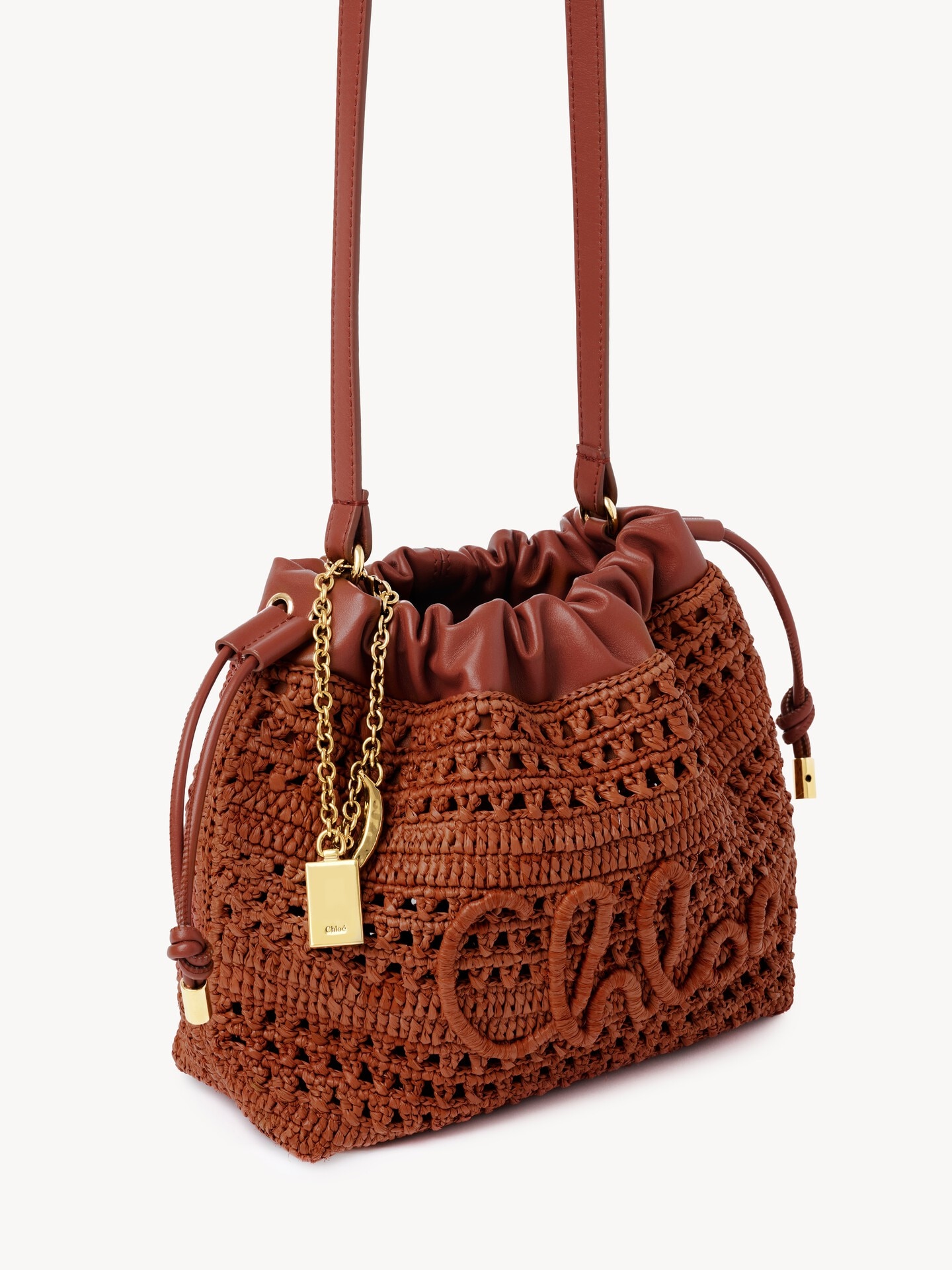 Mini Summer Banana drawstring shoulder bag in raffia - 4