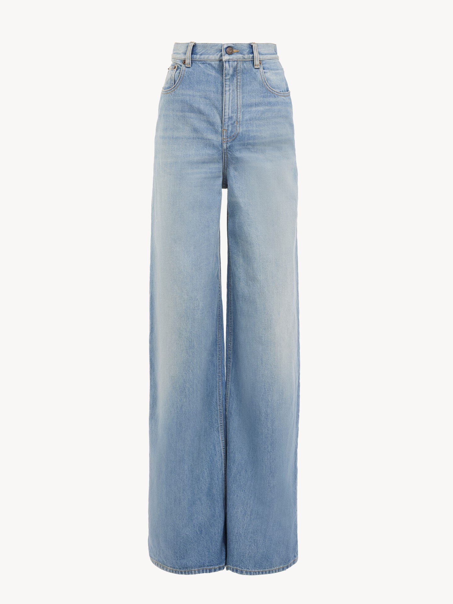High-rise wide-leg jeans in denim - 1