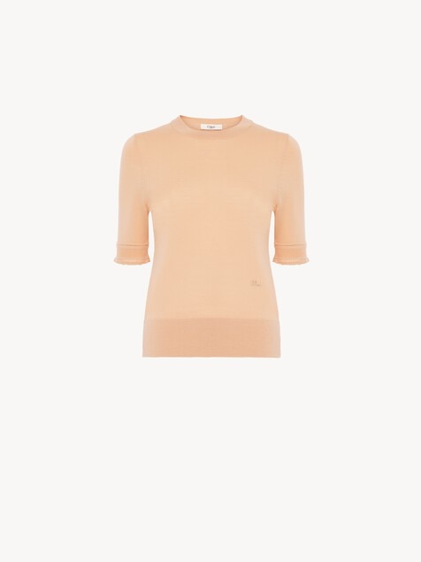Short-sleeve sweater in a wool knit
