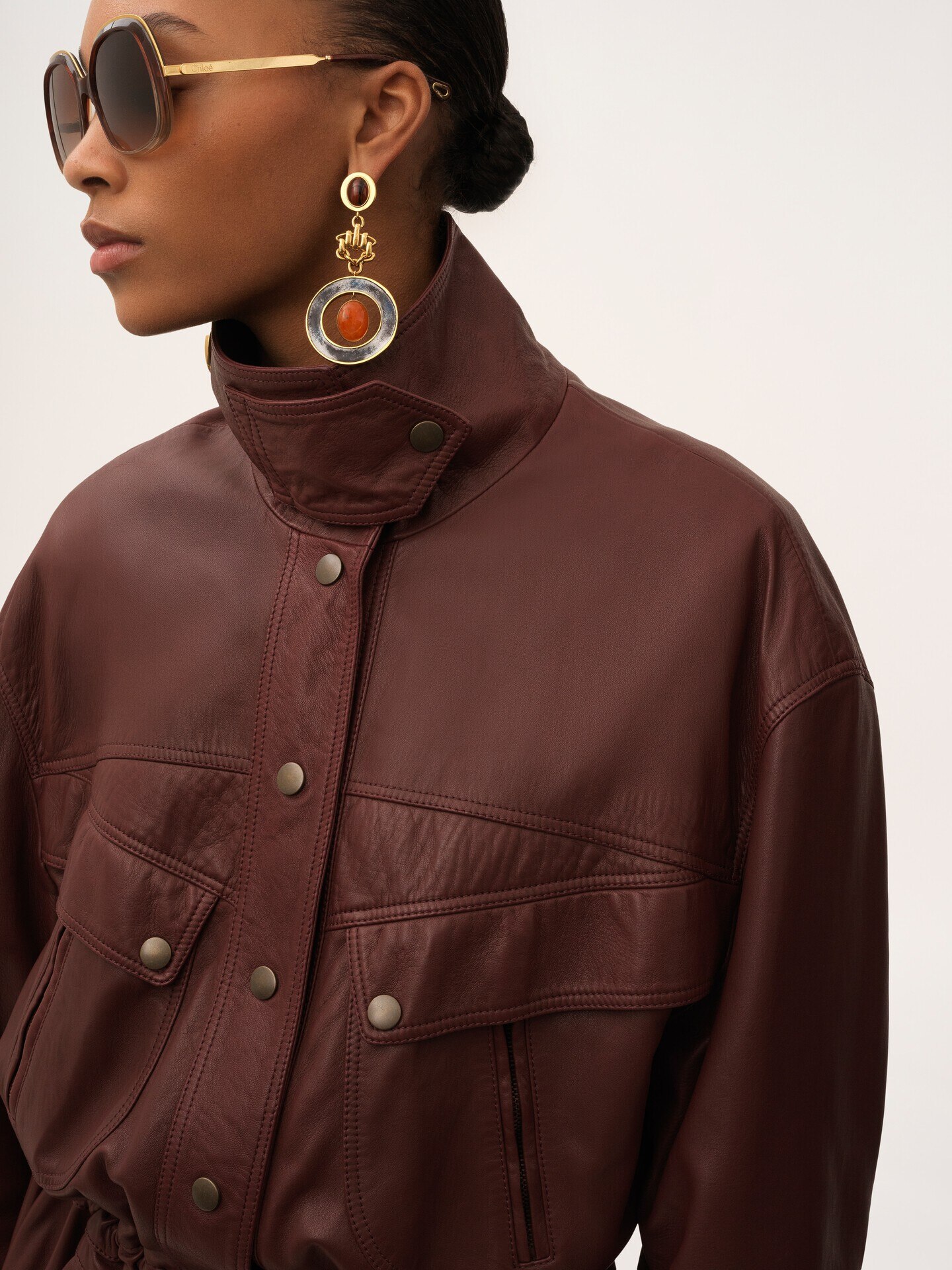 High-neck parka in leather - 6