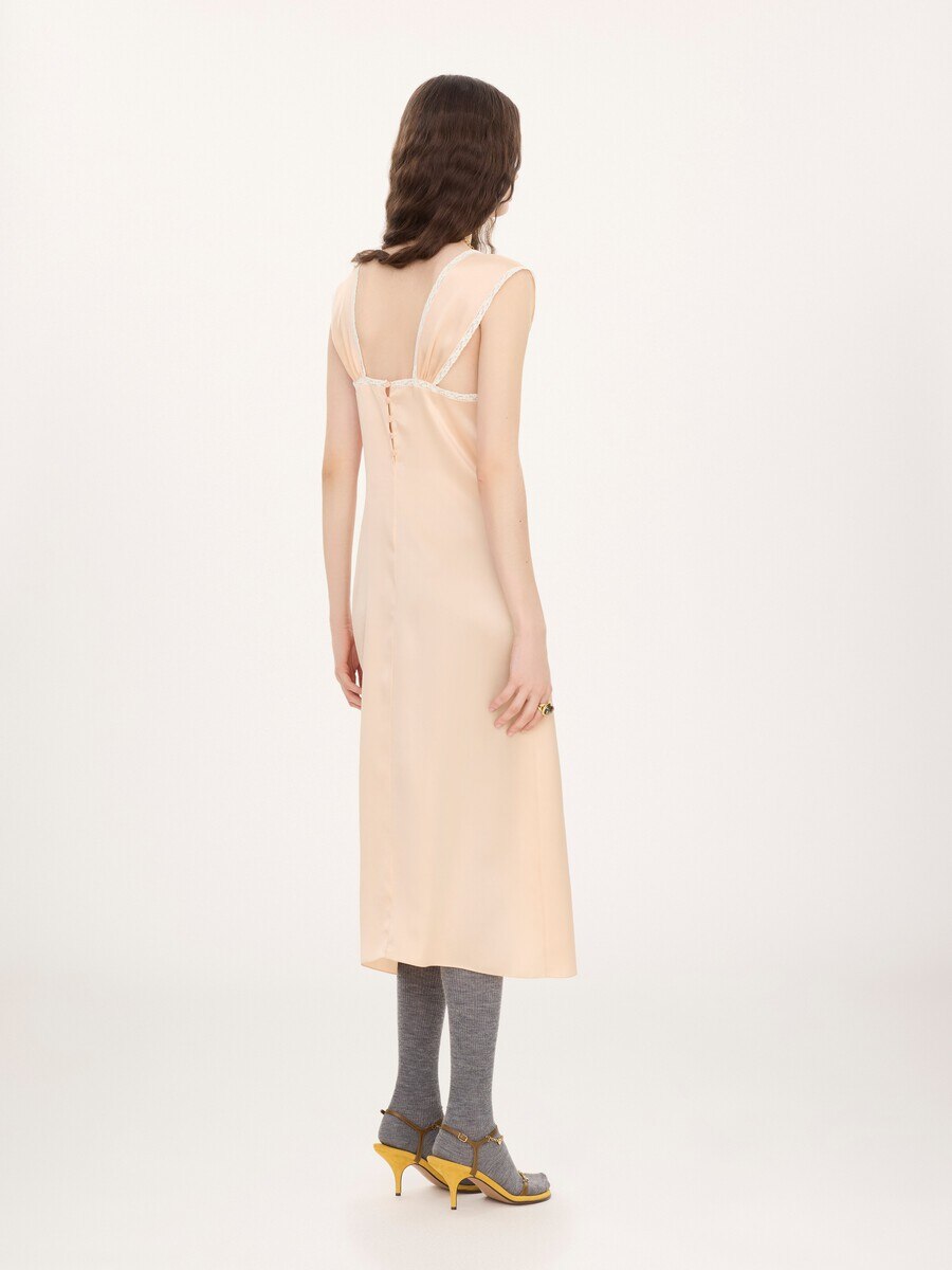 Lingerie-Kleid aus gewaschenem Seidensatin und Spitze - 5