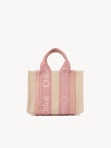 Small Woody tote bag in linen - 5