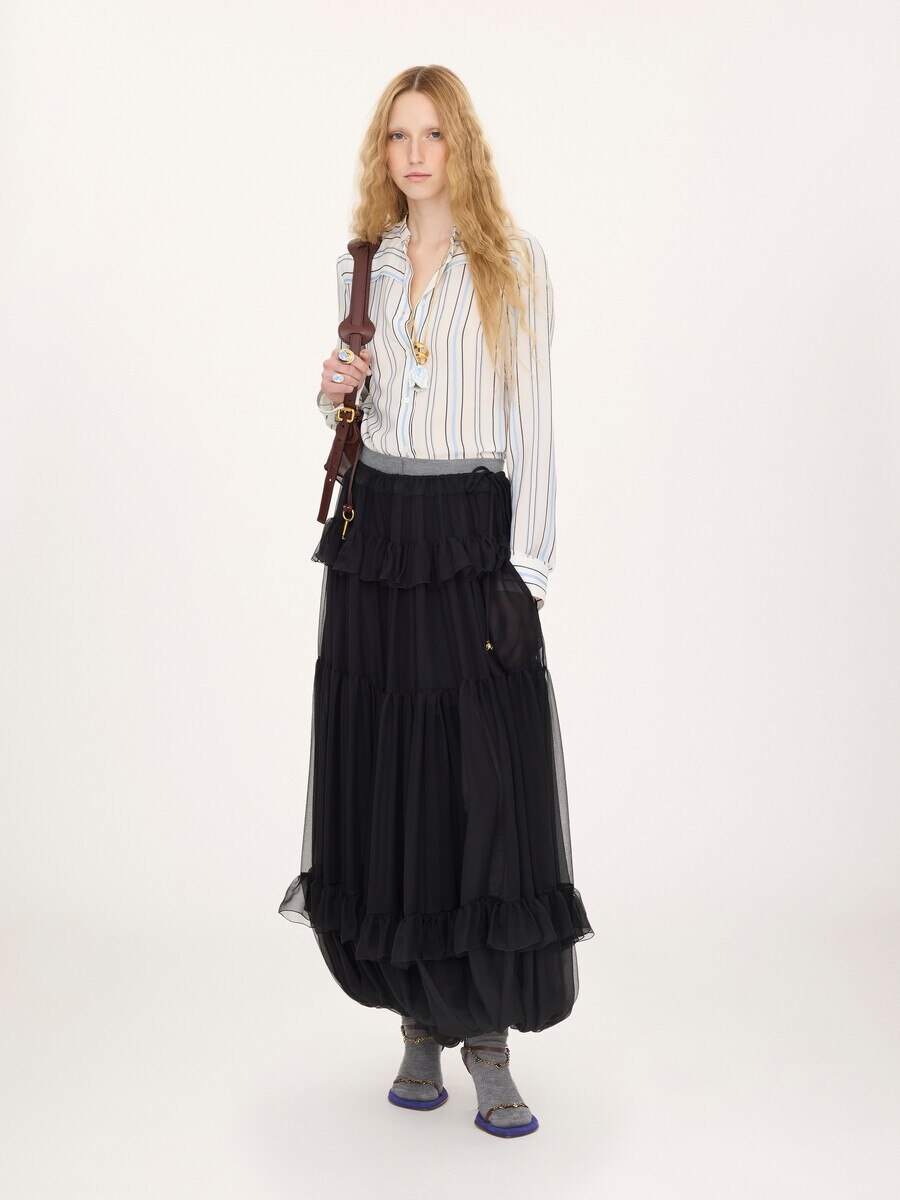 Fluid pleated trousers in silk mousseline - 3
