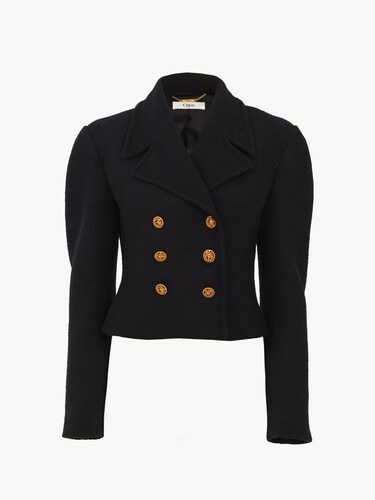 Zweireihige Cropped-Jacke aus Wollbouclette - 2