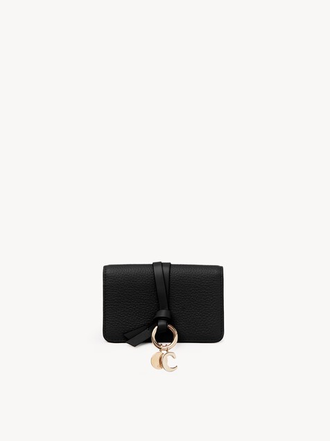 Alphabet card holder in grained leather