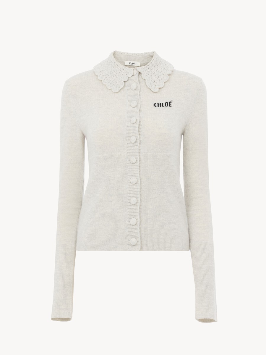 Fitted logo cardigan in a wool knit - 2