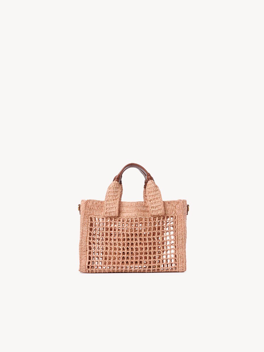 Small Summer Banana east-west tote bag with strap in raffia - 5
