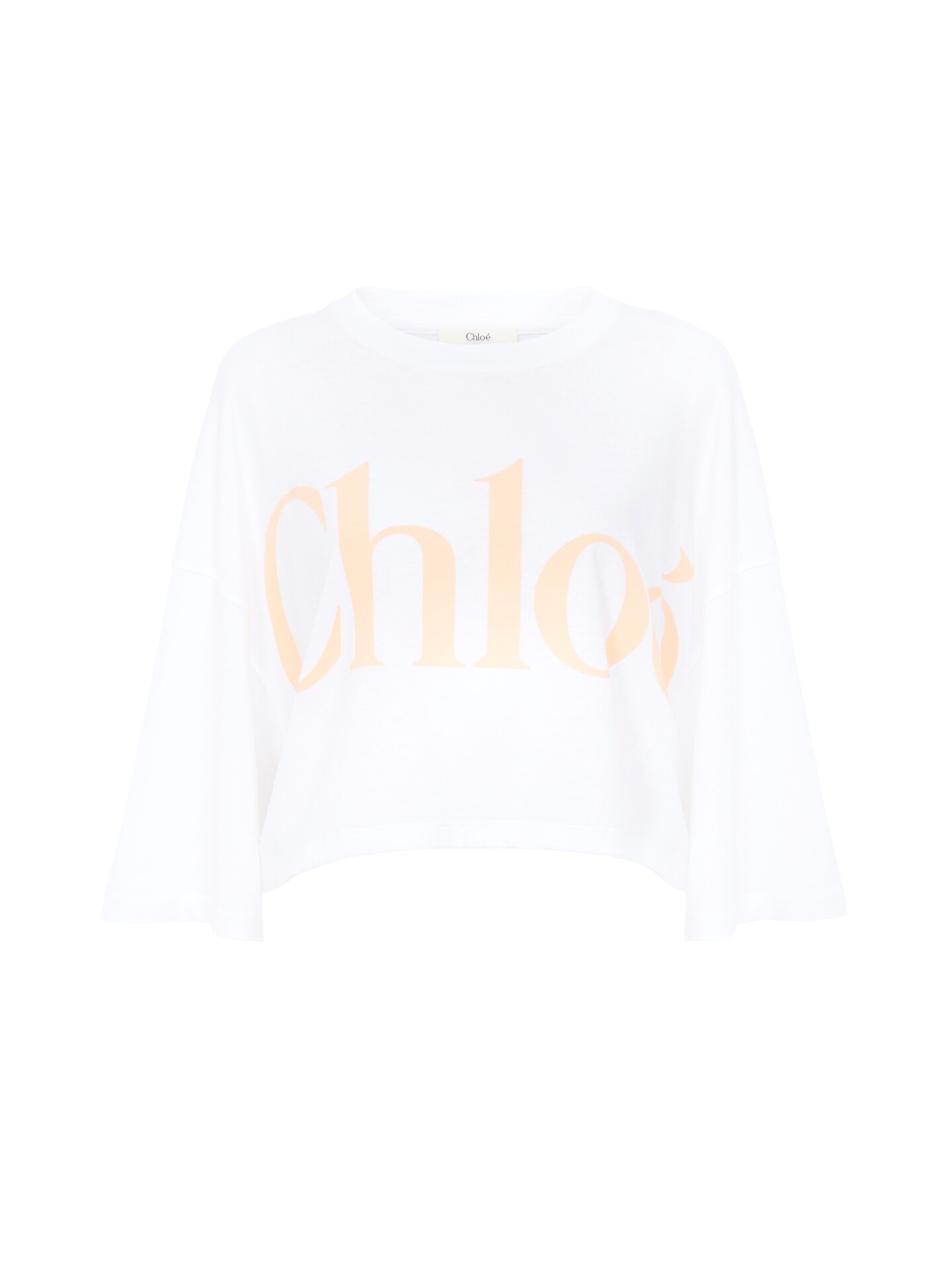 コットンジャージー製オーバーサイズ クロップド ロゴTシャツ 白 - Chloé