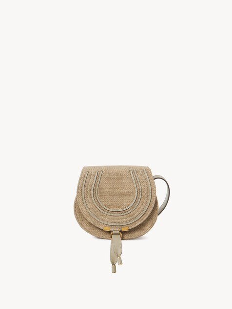 Small Marcie saddle bag in raffia-effect fibers