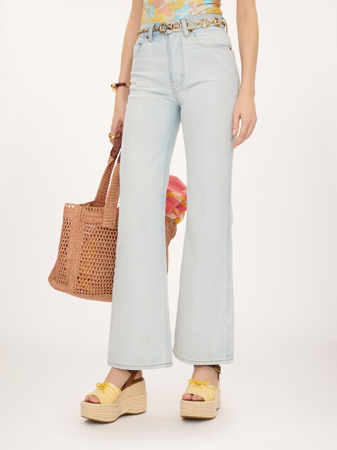 High-rise cropped jeans in denim