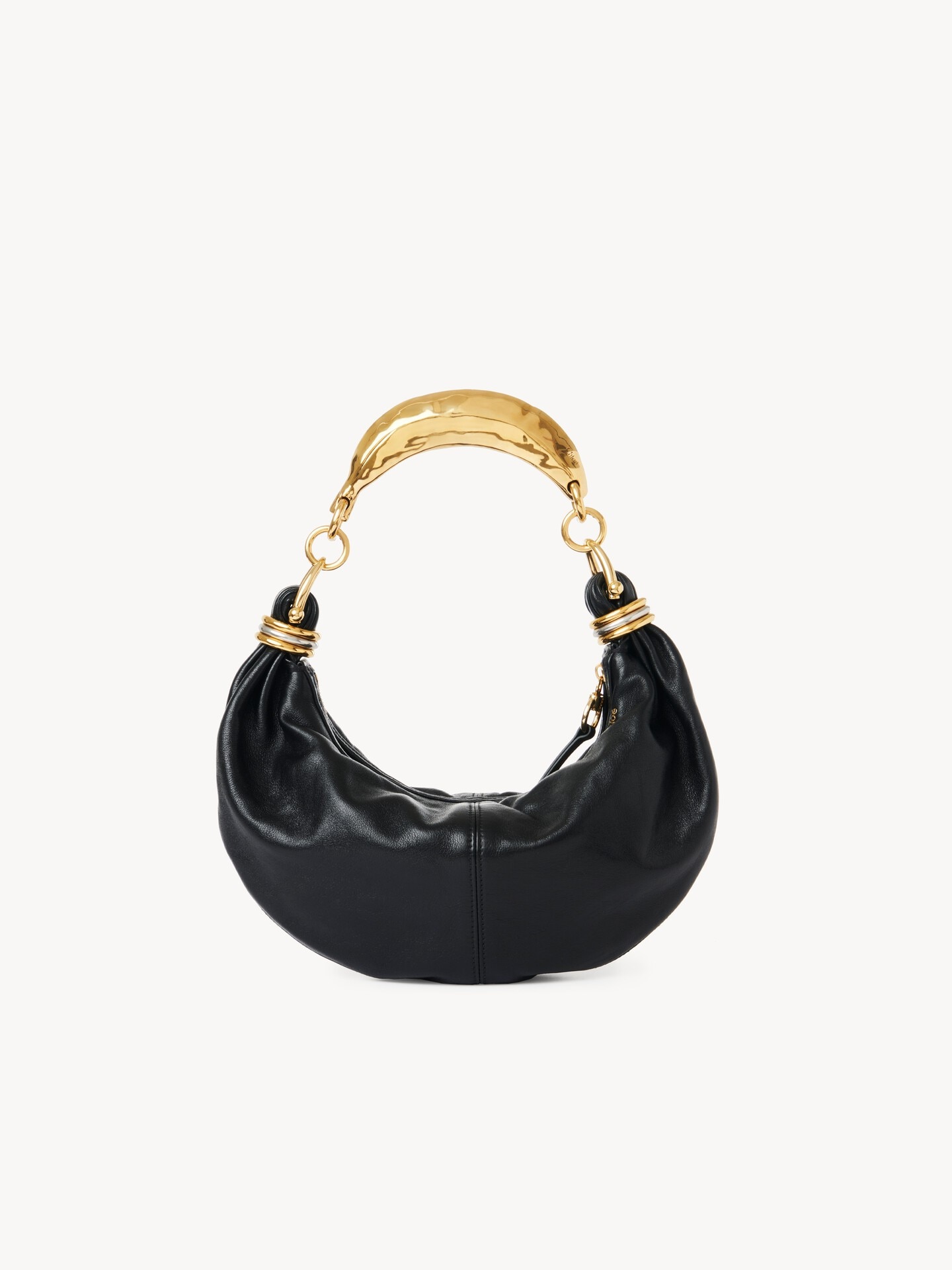 Small Bracelet Hobo Bag in grained leather - 1.0