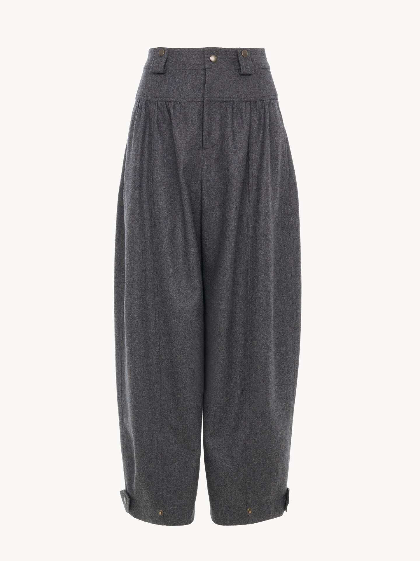 High-rise barrel pants in wool & cashmere flannel - 2.0