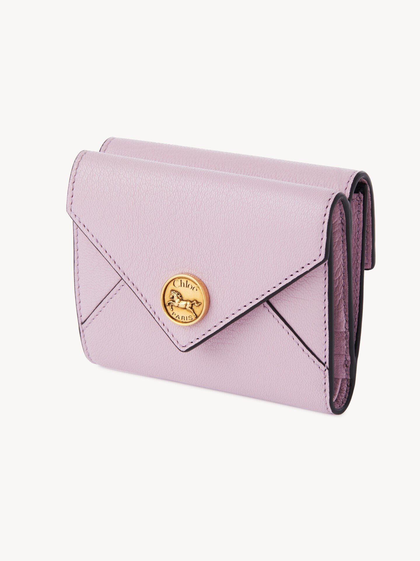 グレインレザー製Envelopeスモールトリフォールド 紫 - Chloé