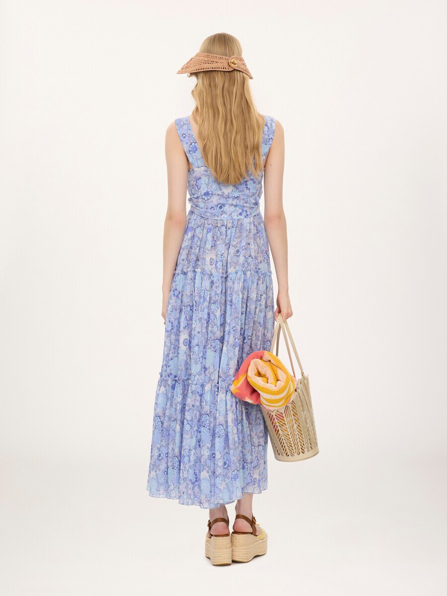 Tiered long dress in cotton voile - 5