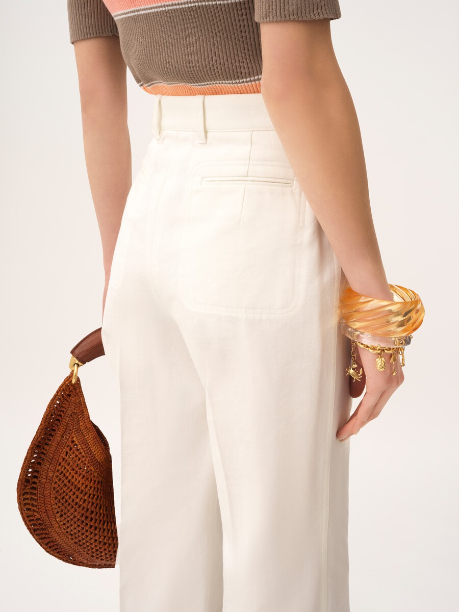 High-rise flared trousers in cotton canvas - 5