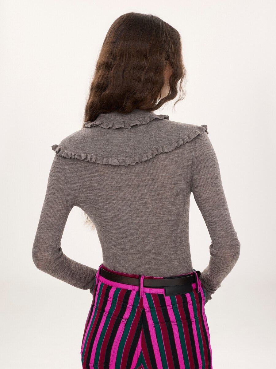 Fitted Henley shirt in a superfine wool knit - 5