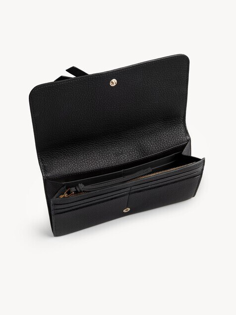 Alphabet wallet with flap in grained leather