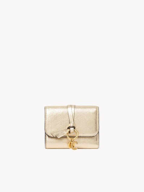 Small Alphabet tri-fold in metallized leather