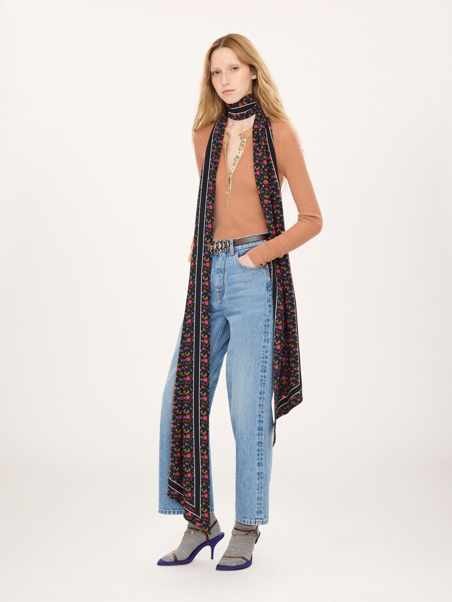 Pa&ntilde;uelo bandeau Chlo&eacute; Folk de crep&eacute; de seda - 5
