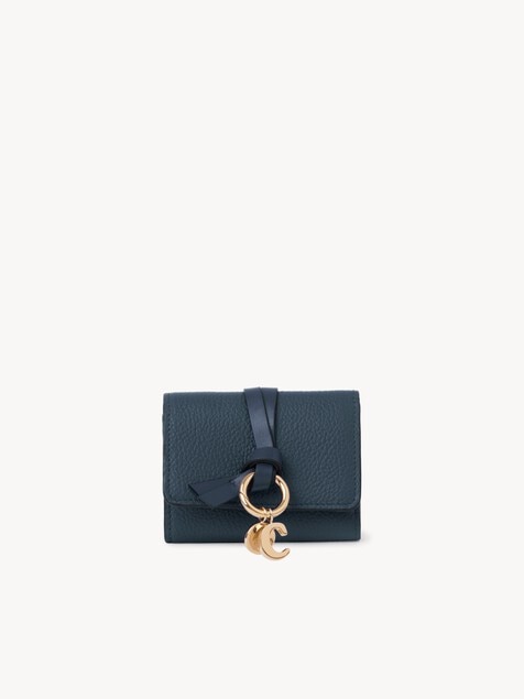 Mini portefeuille &agrave; trois volets Alphabet en cuir grain&eacute;